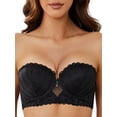 thumbnail image 1 of Deyllo Women Push up Strapless Bra Plus Size Lace Underwire No-slip Padded Invisible Bra,Black 34B, 1 of 6