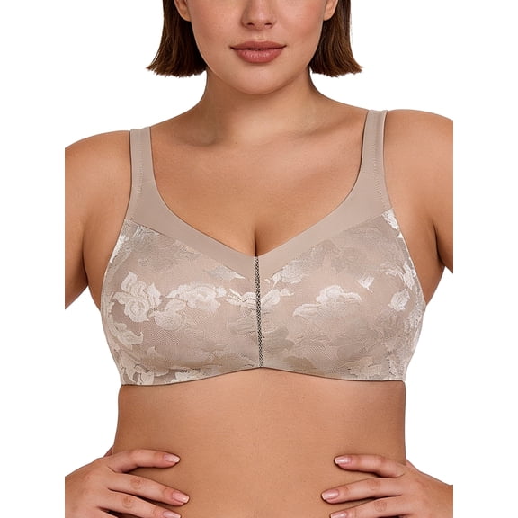 Deyllo Women Seamless Miniminizer Bra Plus Size Push Up Bras Unline Non Padded Brown Bras Clothes-Size 36D