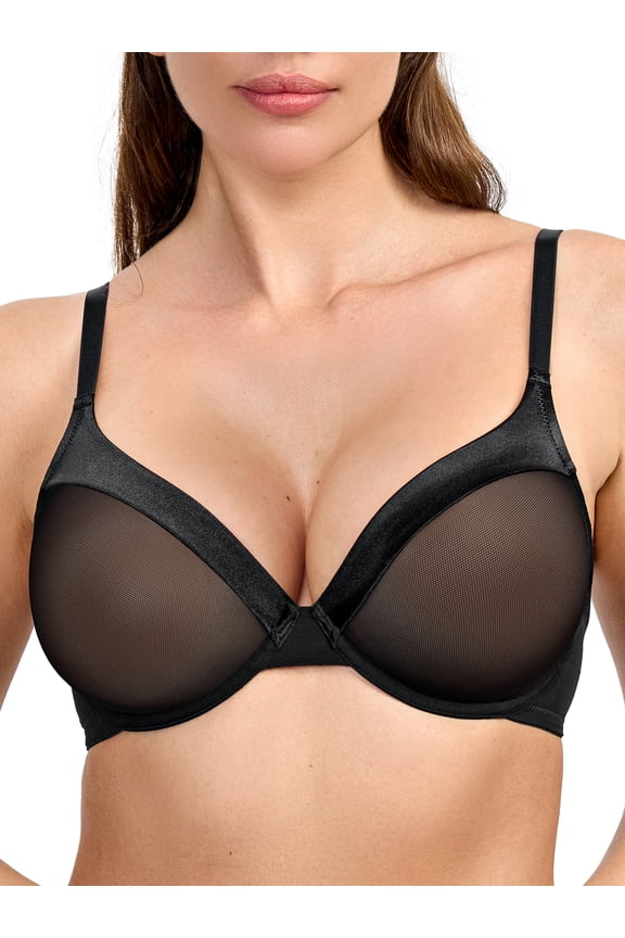 Women Push Up Lace Bras Unlined Underwire Support Bras Non-Padded Breathbale Comfort Black Bras Clothes Size 36D