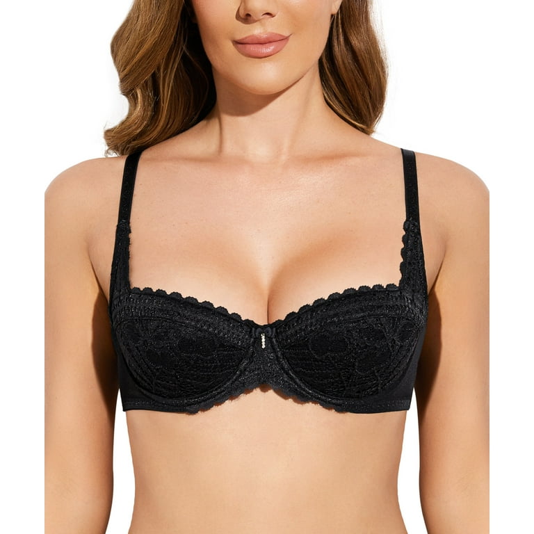 Padded Bra Push-Up T-Shirt Demi Lace Underwire Plunge Sexy Comfortable Half  Cup