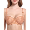 thumbnail image 1 of Deyllo Women EmbroideOrange Lace Unlined Bra 1/2 Cup Demi Sheer See Through Underwire Bras Non Padded,Orange 34DD, 1 of 5