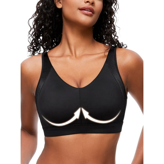 Deyllo Women's Full Figure Minimizer Bras Comfort Large Busts Non Padded Plus Size Wireless Bra, Black 40B