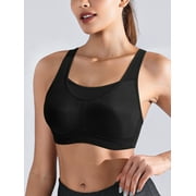 Women's High Impact Sports Bras Plus Size Non-Padded Seamless No Wire Exercise Running Bra,Black 36DDD