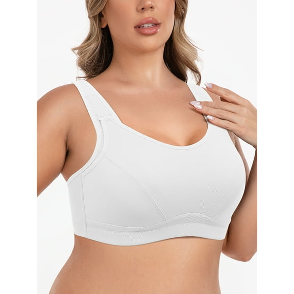 Deyllo Women's High Impact Sports Bras Plus Size Non-Padded Wireless Support Exercise Workout Active Bras 36DD