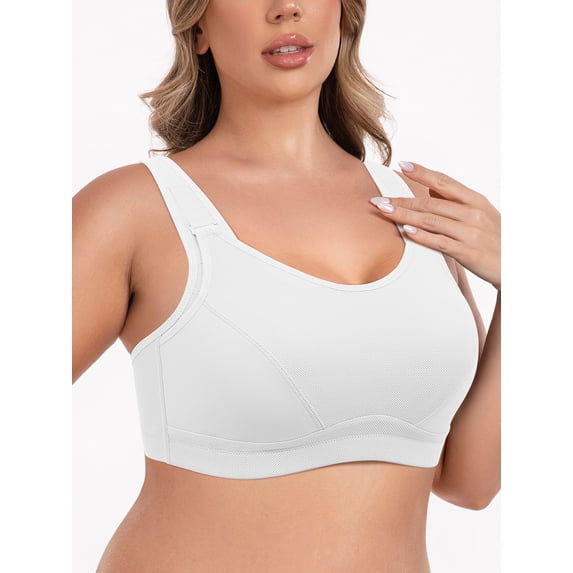 Deyllo Women's High Impact Sports Bras Plus Size Non-Padded Wireless Support Exercise Workout Active Bras 38DDD