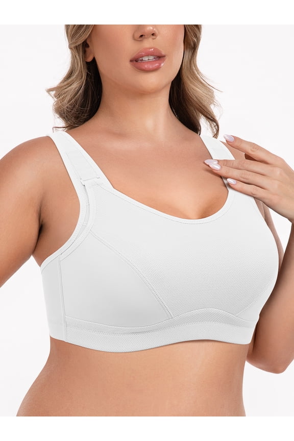 Women's High Impact Sports Bras Plus Size Non-Padded Wireless Support Exercise Workout Active Bras 44G