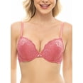 thumbnail image 1 of Deyllo Women's Lace Push Up Padded Plunge Add Cups Underwire Lift Up Bra, Peach Pink 36A, 1 of 9