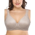 thumbnail image 1 of Deyllo Women's Non Padded Wireless Bras Plus Size No Wire Full Coverage Minimizer Bra, Toffee 48DDD, 1 of 10
