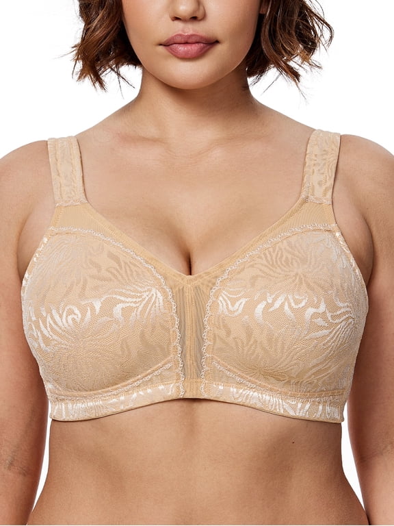 Women's Non Padded Wireless Plus Size Full Coverage Minimizer Bra, Nude 36DDD