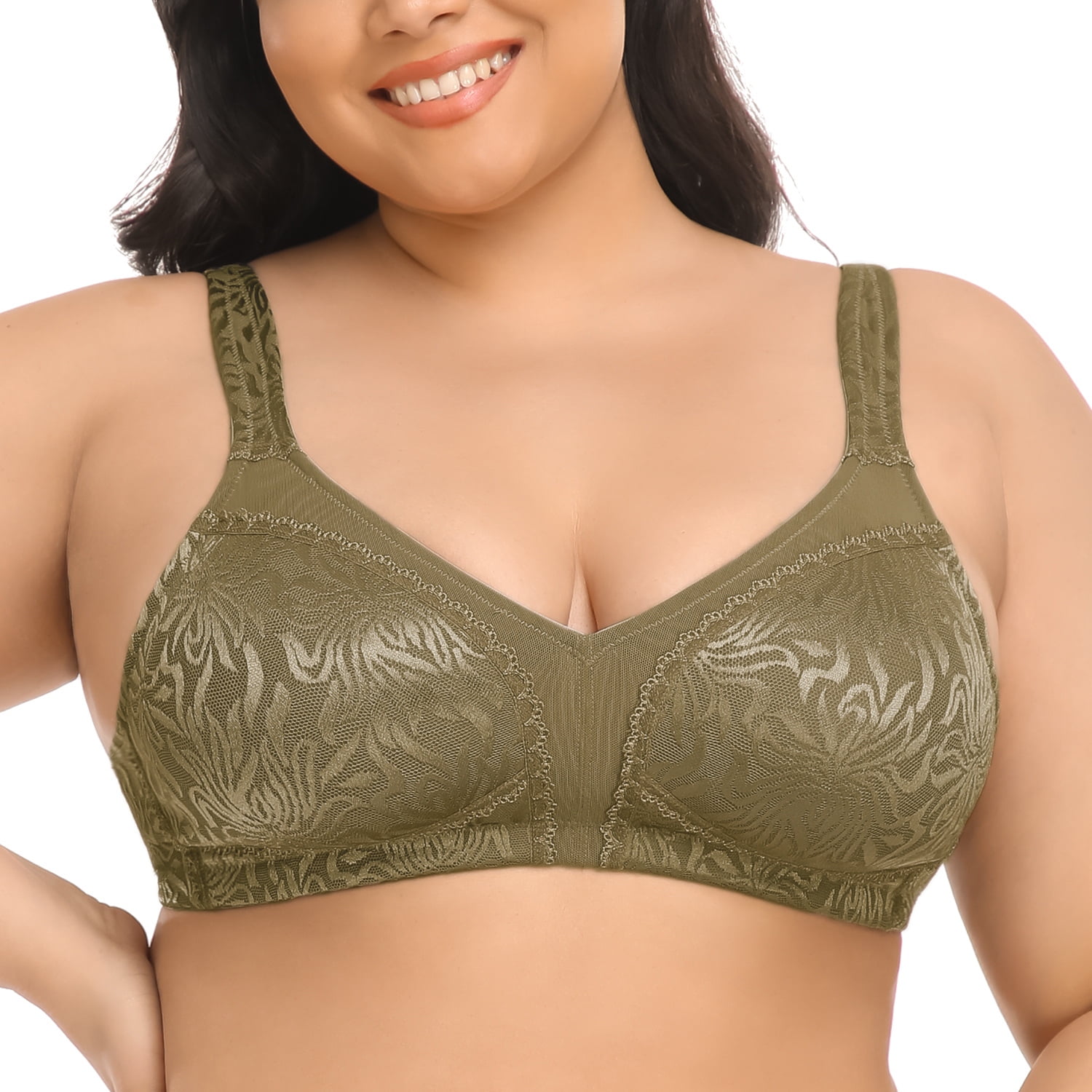 Buy Non-Padded Non-Wired Full Coverage Plus Size Bra in Peach