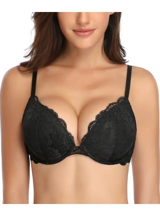 Push Up Bra for Women Demi Cup Padded Underwire Supportive Add Size Bras  Lace Everyday Comfort Padded Up Embroidery Lace Bra 32-40B 