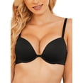 thumbnail image 1 of Deyllo Women's Plunge Super Padded Push Up Underwire T Shirt Bra, Black 34B, 1 of 9