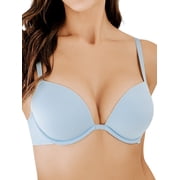 Deyllo Womens Plunge Super Padded Push Up Underwire T Shirt Bra, Blue 32DDD