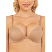 Deyllo Womens Plunge Super Push Up Bras Padded Underwire Support T Shirt Bra,Coffee 38DD