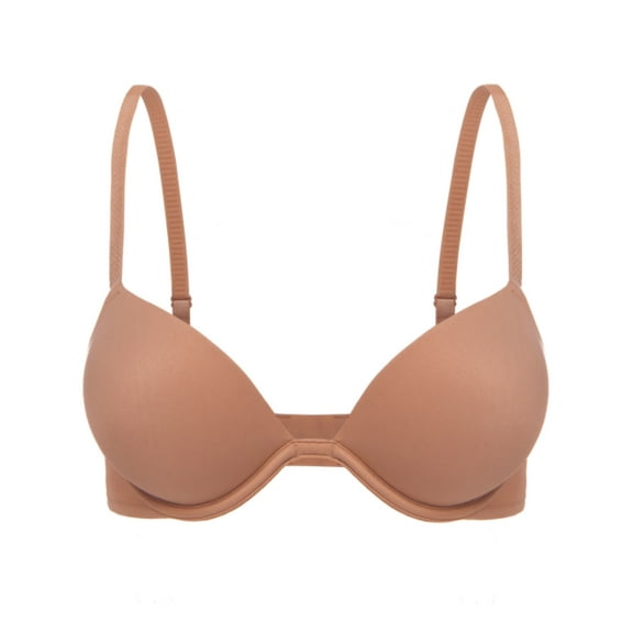 Deyllo Women's Plunge Super Push Up Bras Padded Underwire Support T Shirt Bra,Light Brown 34A