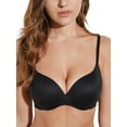 thumbnail image 1 of Deyllo Women's Full Coverage T-Shirt Bra, Black, 38C, 1 of 6