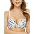 thumbnail image 1 of Deyllo Women's Push Up Plung Sexy Lace Padded Cup Size Up Underwire Bra, Blue Bamboo 32DD, 1 of 8