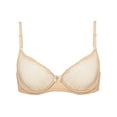 thumbnail image 1 of Deyllo Women's Push Up Sexy Lace Bra Unlined Underwire Support 1/2 Half Cup Demi Mesh Mesh See Through Bra, Nude 34A, 1 of 7