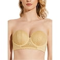 thumbnail image 1 of Deyllo Women's Push Up Strapless Bra Plus Size Lace Underwire Full Coverage Multiway Invisible Bras,Beige 38B, 1 of 6