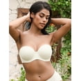 thumbnail image 1 of Deyllo Women's Push Up Strapless Bras Plus Size No-slip Full Coverage Underwire Support Smooth Contour Party Dress Bra, Ivory 38DD, 1 of 7