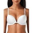 thumbnail image 1 of Deyllo Women's Push Up T-Shirt Bras Full Cup Padded Plunge Underwire Support Lift Up Add One Cup Seamless Bra,White 32C, 1 of 13