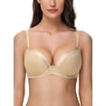 thumbnail image 1 of Deyllo Women's Push up Bras Full Coverage Lightly Padded Underwire Support Seamless T-shirt Bra, Nude 36D, 1 of 4