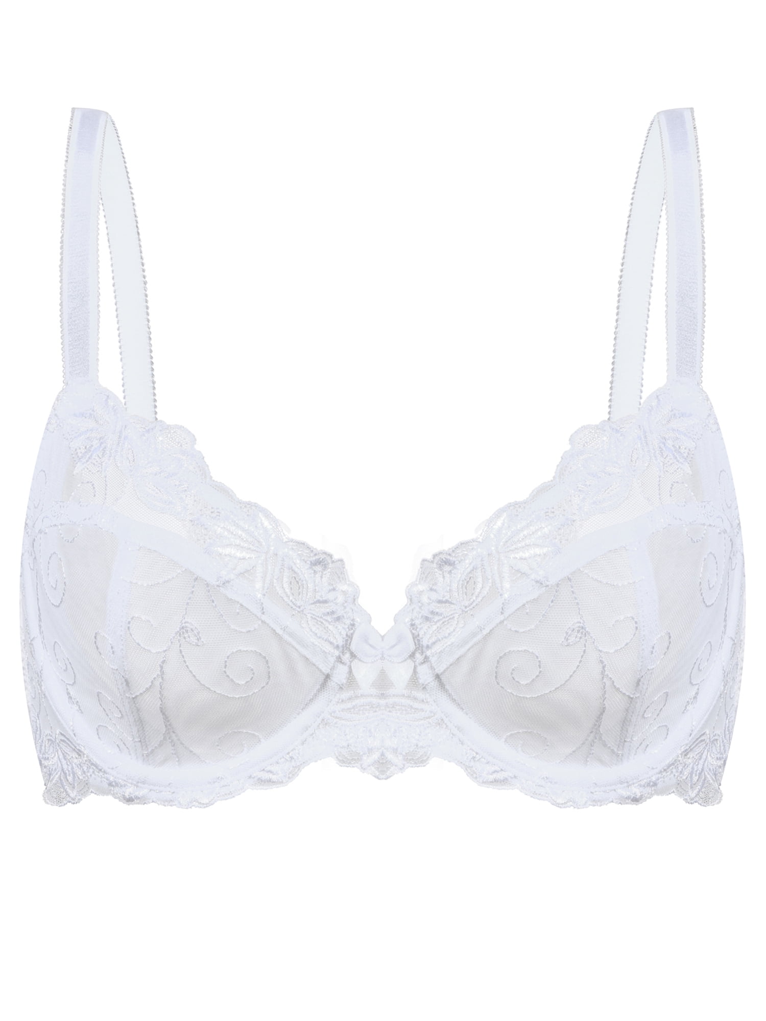 Deyllo Women's Push up Lace Bra Plus Size Non Padded Full Cup Underwire ...