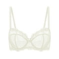thumbnail image 1 of Deyllo Women's Push up Lace Bras Plus Size Unpadded Full Figue Underwire Support Demi See Though Bra, Ivory 42D, 1 of 2