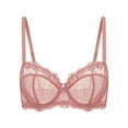 thumbnail image 1 of Deyllo Women's Push up Lace Bras Plus Size Unpadded Full Figue Underwire Support Demi See Though Bra, Rose Brown 34DDD, 1 of 2