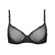 Deyllo Womens Sexy Lace Bra 1/2 Half Cup Underwire Demi Mesh Unlined See Through Br, Black 38DD