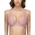 thumbnail image 1 of Deyllo Women's Sexy Lace Push Up Bra Full Coverage Unpadding Plunge Unlined See Through Underwire Support Brallets,Light Purple 32C, 1 of 4