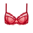 thumbnail image 1 of Deyllo Women's Sheer Lace Non Padded Full Cup Underwire Plus Size Bra, Red 44G, 1 of 6