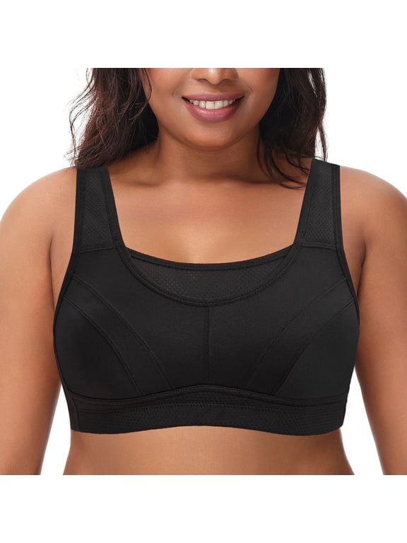 Women's Sports Bras Plus Size High Impact Full Support Non-padded Wireless Workout Running Exercise Bra Activewear
