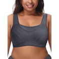 thumbnail image 1 of Deyllo Women's Sports Bras Plus Size High Impact Full Support Non-padded Wireless Workout Running Exercise Bra Activewear, Gray 46B, 1 of 13