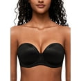thumbnail image 1 of Deyllo Women's Strapless Push Up Bra Plus Size Padded Full Coverage Underwire Support Invisible Bra,Black 40D, 1 of 7
