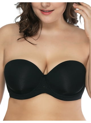 TQWQT Women Push Up Bra Plus Size No Underwire Soft Padding Lift Up T-Shirt  Bra Black 44F