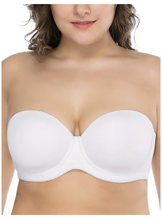 Deyllo Women's Push Up Strapless Bra Lace Underwire Full Coverage Multiway  Invisible Bras,White 36D 