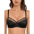 thumbnail image 1 of Deyllo Women's Unlined Sheer Mesh Lace Bra Underwired Support Non-Padding Push Up Bra Plus Size,Black 40D, 1 of 7