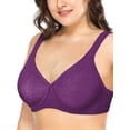 thumbnail image 1 of Deyllo Women's Wirefree Non Padded Plus Size Full Coverage Minimizer Bra, Purple 38DD, 1 of 6