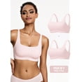 thumbnail image 1 of Deyllo Women's Wireless Bras Plus Size Full Coverage Padded Smooth Seamless T-shirt Sleep Everyday Bra Cami Crop Top 2 pieces Pack, Light Pink L, 1 of 10