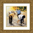 thumbnail image 1 of Deymonaz, Andre 12x12 Gold Ornate Wood Framed with Double Matting Museum Art Print Titled - Les boulistes, 1 of 4