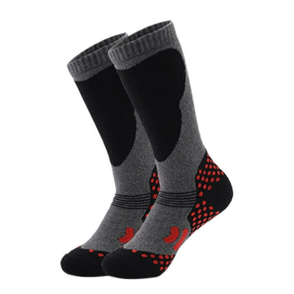 Deyuer 1 Pair Children Winter Ski Socks Long-Tube Thermal Thickened Cotton Socks Sweat Absorption Comfortable Outdoor Sports Socks for Boys Girls Winter Skiing Snowboarding