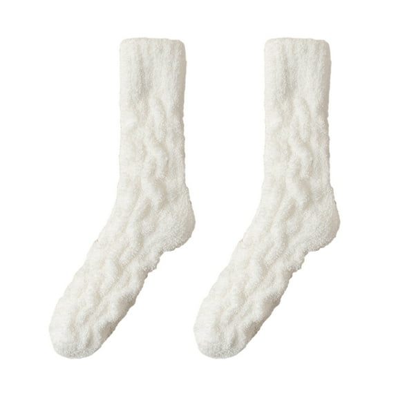 Deyuer 1 Pair Men Winter Socks Mid-tube Coral Fleece Thickened Warm Soft Elastic Anti-slip No Odor Sweat Absorption Solid Color Sports Socks