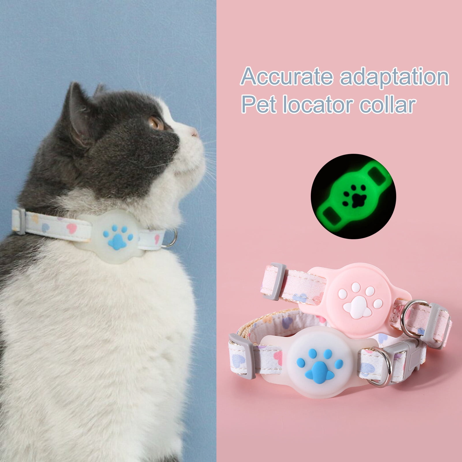 Deyuer 1 Set Pet Collar Glowinthedark Adjustable Antilost Dog Cat Collar Tracker Protective