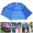 thumbnail image 1 of Deyuer 1 Set Umbrella Hat Hands Free Folding Anti UV Rainproof Double-Layer Sun Rainy Day Fishing Tea Picking Umbrella Hat Outdoor Supply,Lake Blue, 1 of 8