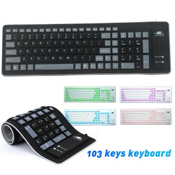 Deyuer 103 Keys Foldable Dustproof Soft Silicone Gaming Keyboard for Laptop/Computer