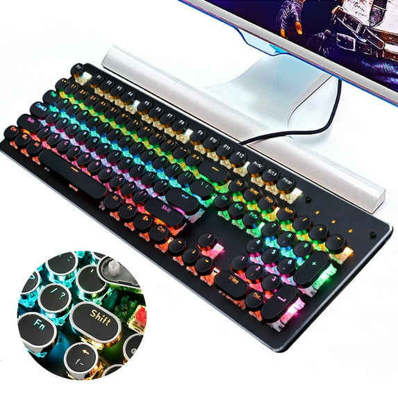 Deyuer 104Pcs/Set Keycaps Retro Anti-deform ABS Mechanical Circular Keycaps Decor for 104-key Mechanical Keyboard