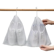 Deyuer 10Pcs Shoe Bag with Drawstring Breathable Reusable Tear-resistant Thickened Shoes Storage Non-woven Fabric Large Dustproof Travel Shoe Bag for Home,L