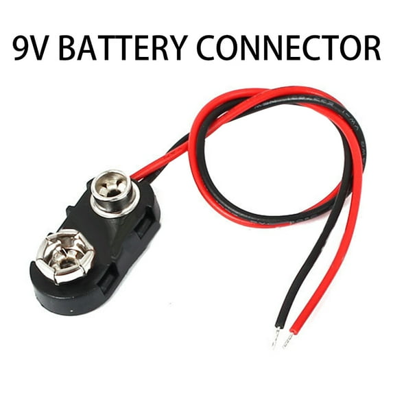 Deyuer 15cm Double Wires Lead Press Buckle I Type 9V Battery Clip Connector Plug Holder