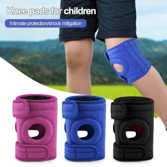 Deyuer 1Pc Youth Kids Knee Brace Patella Stabilizer with Adjustable Fastener Tape Soft Non-Slip Design Knee Support Strap Black